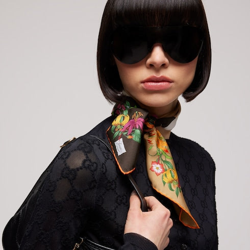 Printed silk twill bandana - multicolor