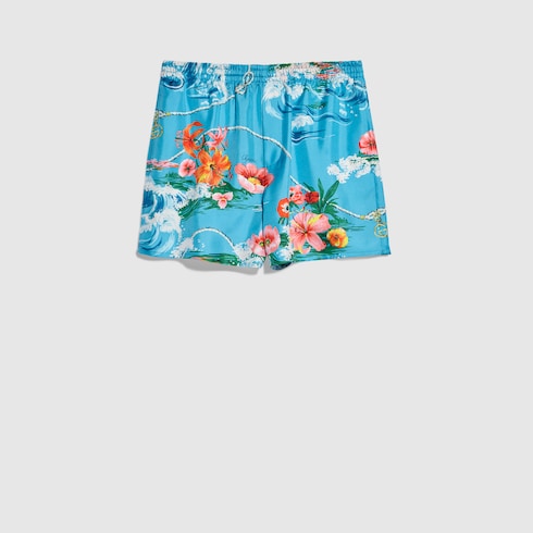 Printed silk twill shorts - multicolor