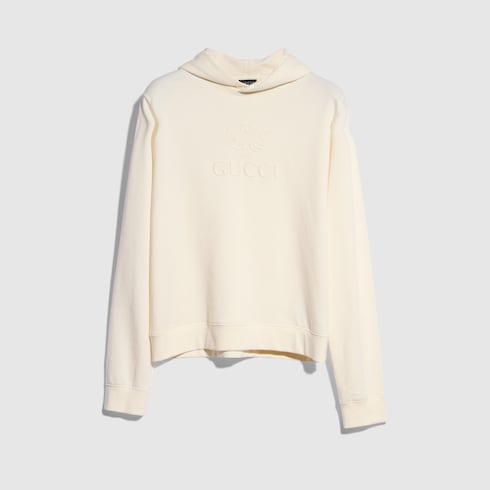 Cashmere jersey sweatshirt with embroidery - white