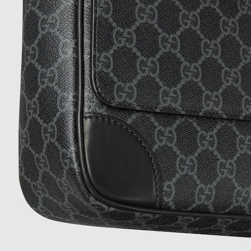 GG Emblem medium crossbody bag - black fabric