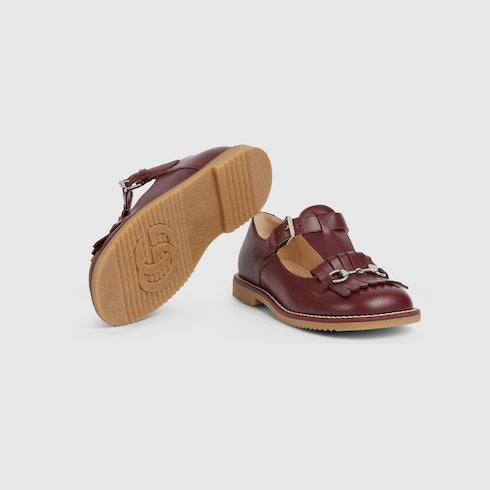 Children's moccasin with Horsebit - bordeaux leather