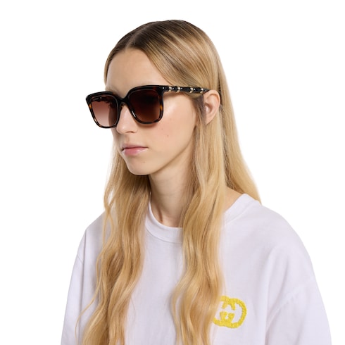 Square frame sunglasses - dark brown tortoiseshell
