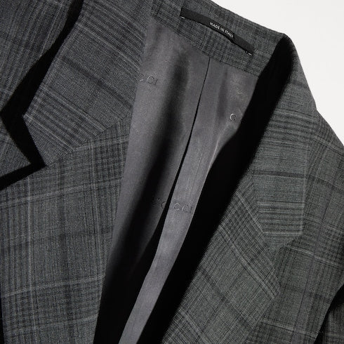 Checked fine wool jacket - grey and beige
