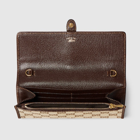 Gucci Jackie wallet on chain - sand and brown GG canvas