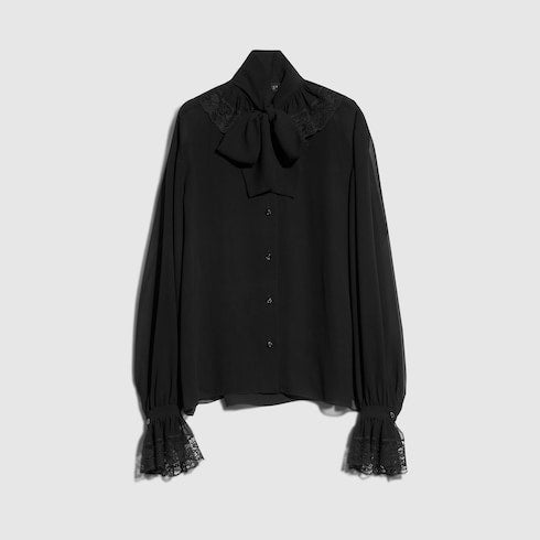 Light silk georgette shirt - black