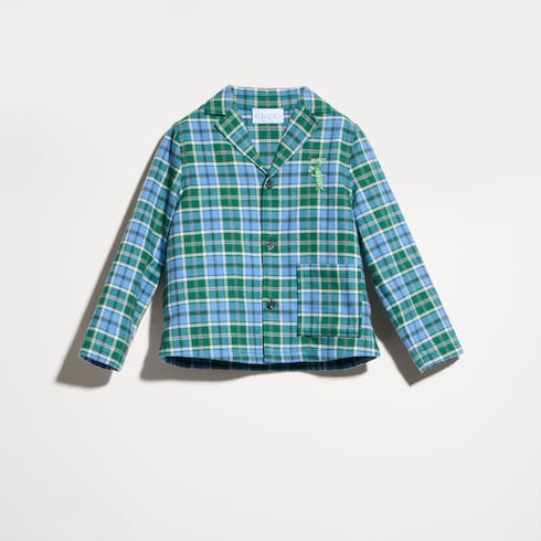 Children's cotton tartan shirt - blue and green