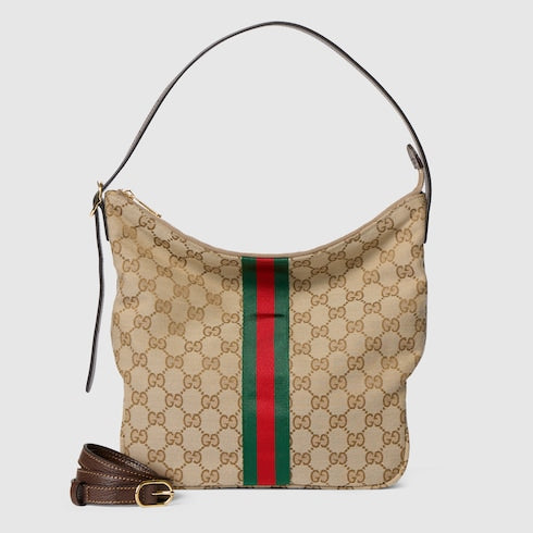 Lunetta medium crossbody bag - sand and brown GG canvas