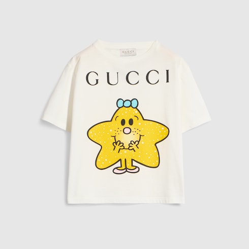 Children's cotton T-shirt with print - white