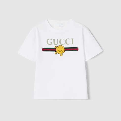 Children's cotton T-shirt with print - white