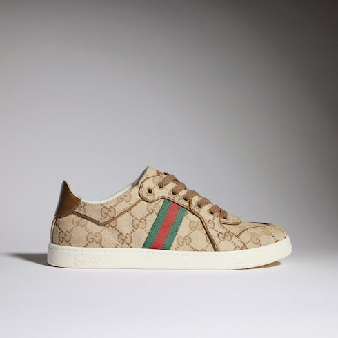 Women's Stretch low-top sneaker - sand and brown GG canvas
