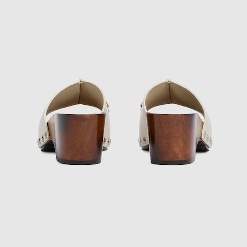 Women's platform clog with Horsebit - ivory leather