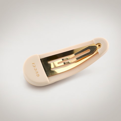 Hair clip with Double G - white resin