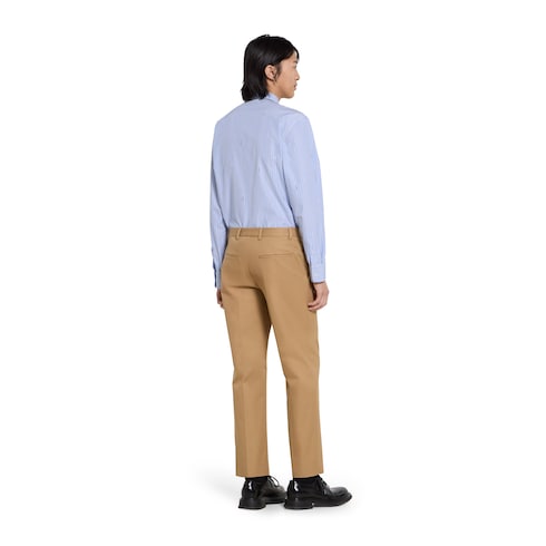 Striped cotton poplin shirt - light blue