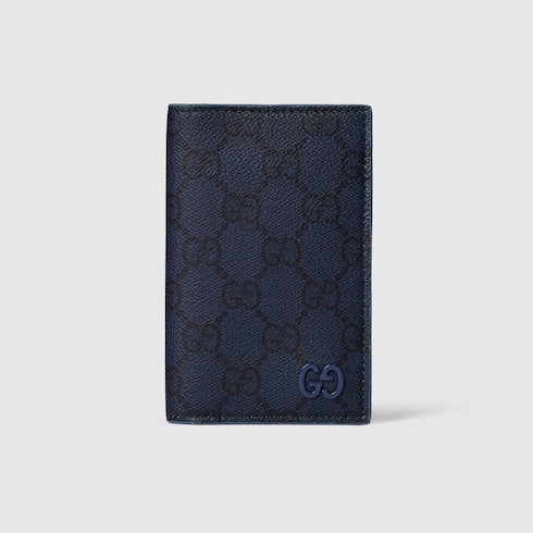 Dusty blue interior GG long card case - dark blue GG Supreme
