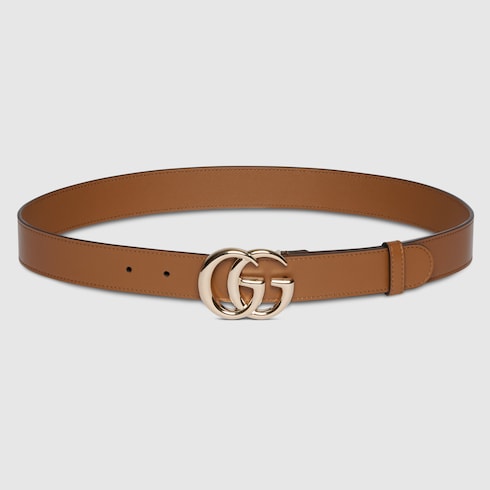 GG Marmont thin belt - brown leather