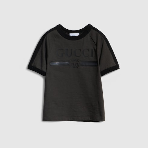 Children's cotton T-shirt with print - dark grey