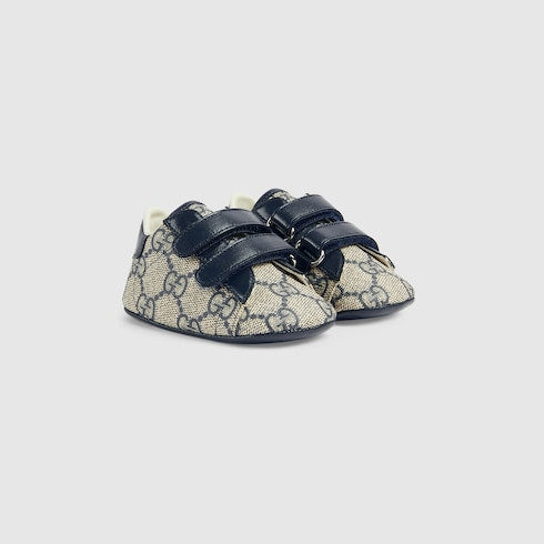Baby Gucci Ace sneaker - blue and grey GG Supreme
