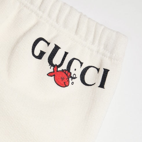 Children's cotton shorts with print - white