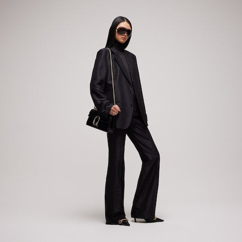 Fine silk faille pants - black