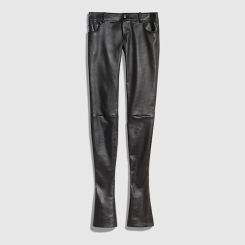 Lightweight stretch leather pants - black