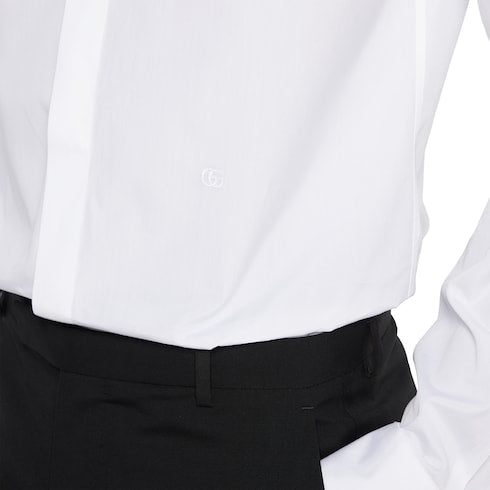 Cotton poplin shirt with embroidery - white