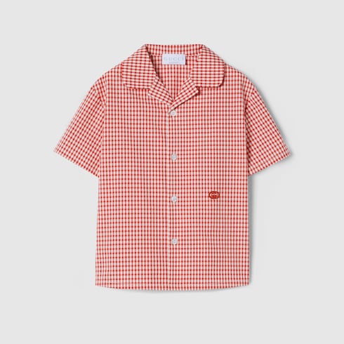 Children's gingham cotton shirt - red and white