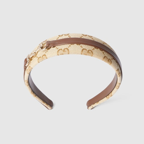 Children's GG canvas headband - sand and brown