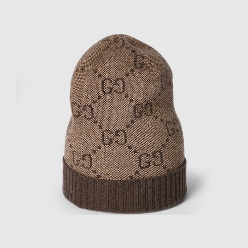 GG cashmere lamé hat - brown and dark brown