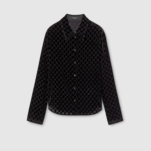 Stretch GG velvet devoré shirt - black