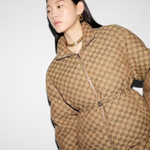 GG canvas bomber jacket - camel and ebony