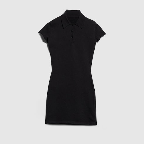 Fine stretch silk dress - black