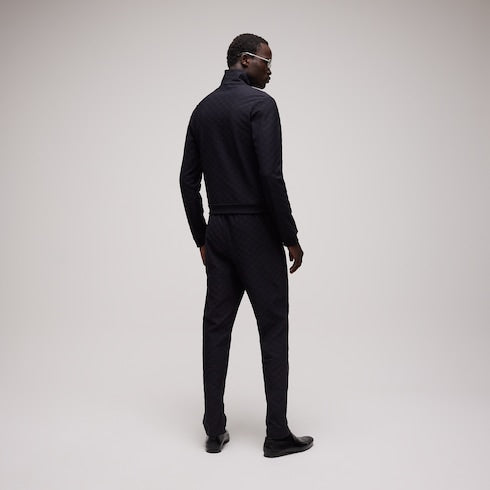 GG jersey jacquard zip jacket - black