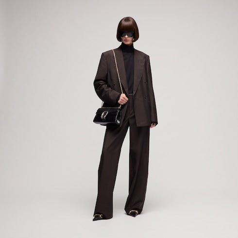 Pinstripe wool mohair pants - dark brown
