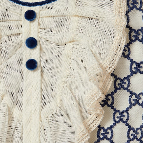 Children's GG nylon dress - navy and off white