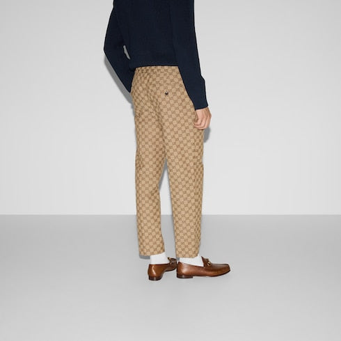 GG canvas jogging pant - camel and ebony