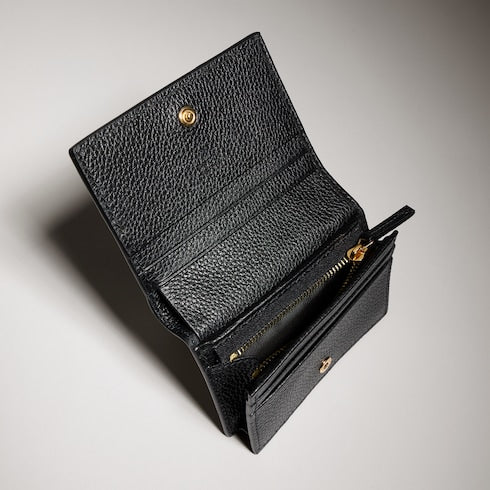 Bi-color GG Marmont card case wallet - beige and black leather