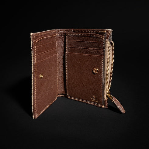 Small wallet with Horsebit - sand and brown GG canvas