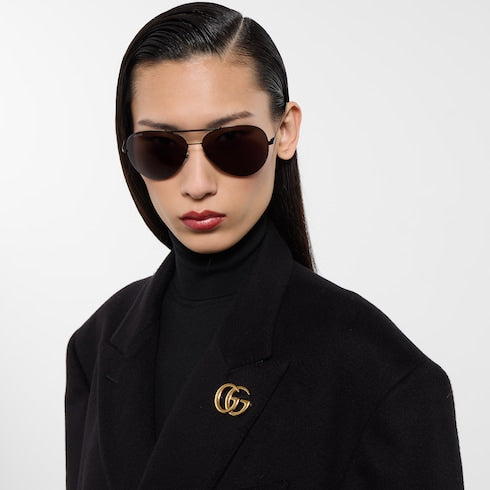 GG Marmont brooch - gold-toned brass