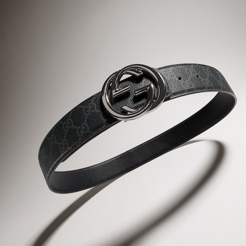 Reversible belt with Interlocking G buckle - black Supreme and leather