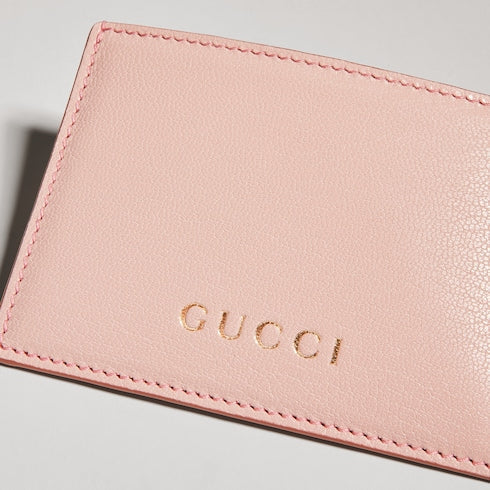 Card case with Gucci lettering - light pink leather
