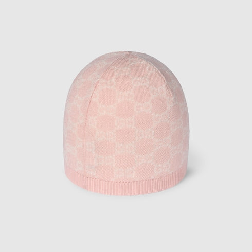 Baby GG wool hat - light pink and white