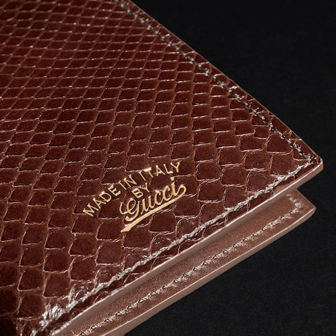 Lira card case - dark brown python leather
