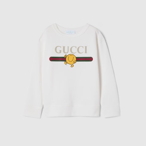 Children's cotton sweatshirt with print - white