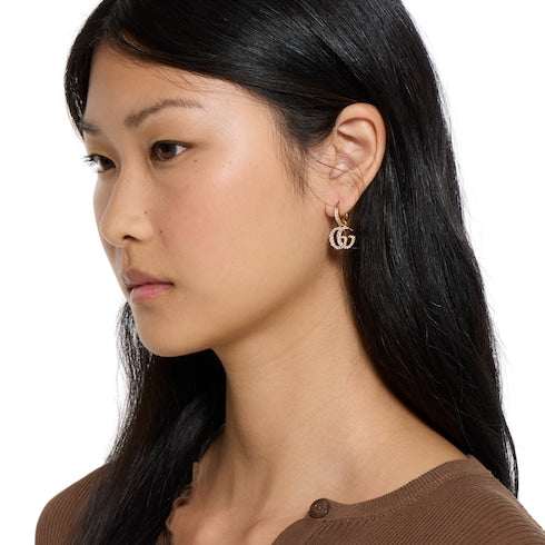 GG Marmont crystal earrings - gold-toned brass