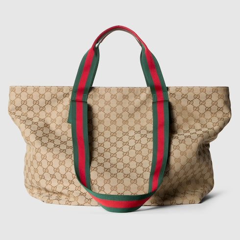 GG medium tote bag - sand and brown GG canvas