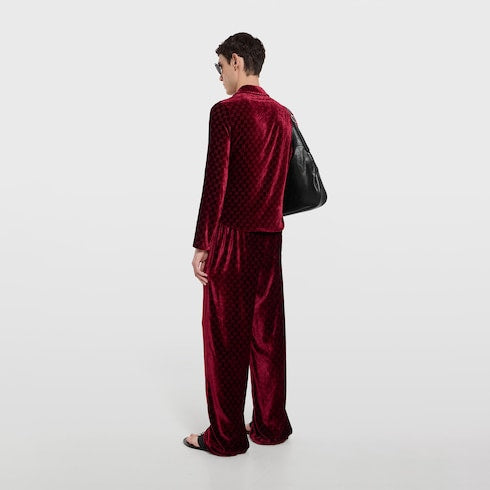 Stretch GG velvet devoré shirt - bordeaux