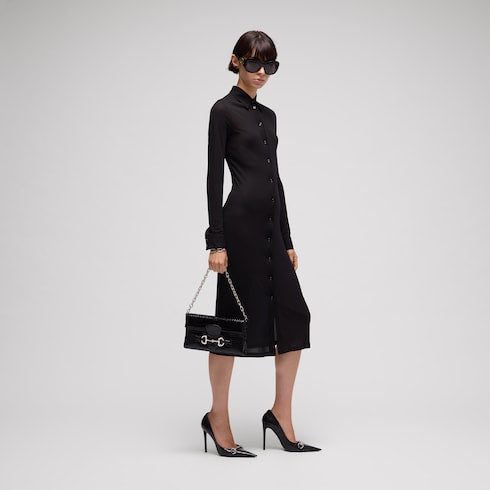 Viscose crêpe jersey dress - black