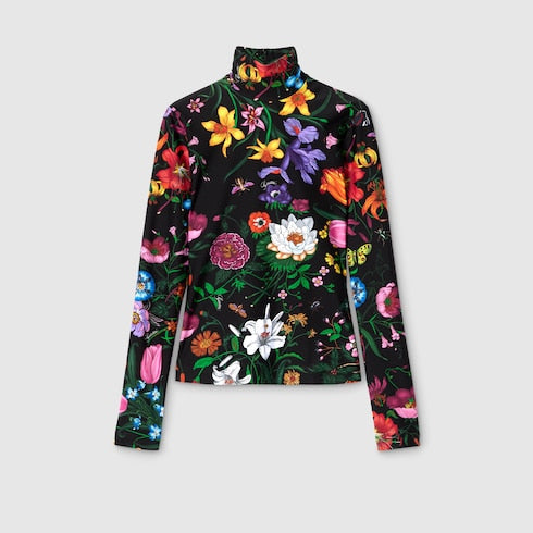 Printed sparkling jersey turtleneck - multicolor