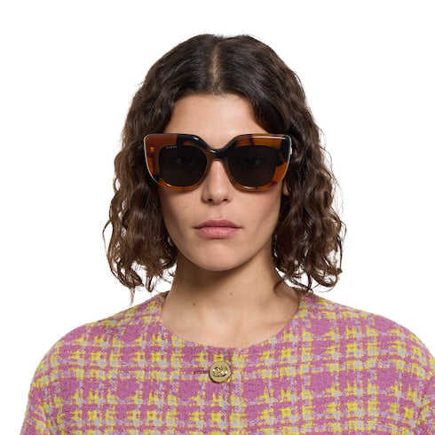Square frame sunglasses - light brown tortoiseshell