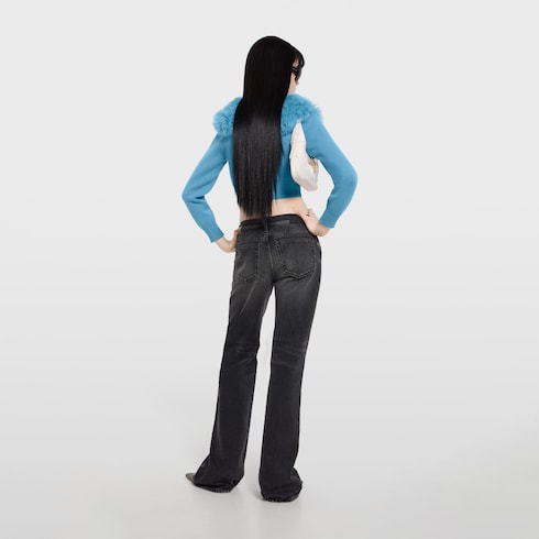 Knit wool cashmere cardigan - light blue
